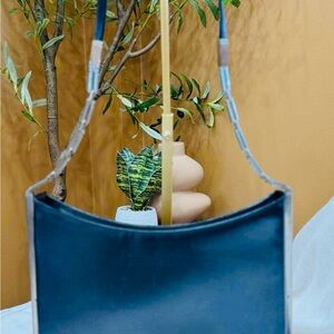 Salvatore Ferragamo Leather Shoulder Bag with silver chain